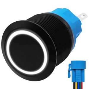 ProRide Metalen Drukschakelaar 220V ON-OFF - 22mm - Aan/uit schakelaar met Aansluitkabel - Spatwaterdicht - LED Indicatie Wit