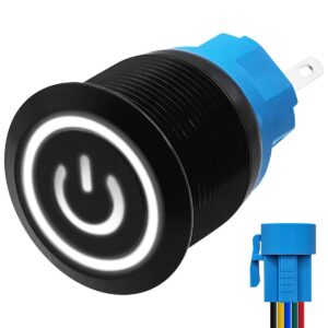 ProRide Metalen Drukschakelaar 220V ON-OFF met Aansluitkabel - 22mm - Aan/uit schakelaar - Spatwaterdicht - LED Indicatie Wit