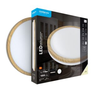 Modee Plafondlamp LED - ø 33.6cm - 18W - Plafonnière - Neutraal Wit Licht - Rond - Hout - Per Stuk