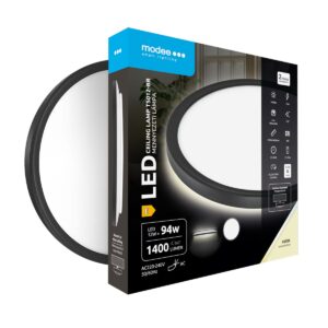 Modee Plafondlamp LED - ø 19cm - 12W - Plafonnière - Neutraal Wit Licht - Rond - Zwart - 4 Stuks