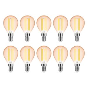 Modee E14 LED Lamp Dimbaar 4W - 300lm - 1800K - Warm Wit - LED Filament Amber Globe Mini P45 - Vervangt 28W Halogeen Gloeilamp - 10 stuks