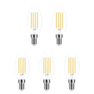 Modee E14 LED Lamp Dimbaar 7W - 806lm - 2700K - Warm Wit - LED Filament Kaarslamp B35 - Vervangt 50W Halogeen Gloeilamp - 5 stuks