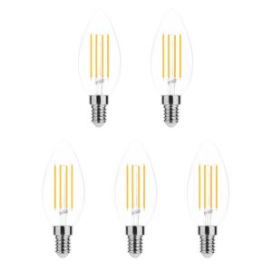 Modee E14 LED Lamp Dimbaar 7W - 806lm - 4000K - Neutraal Wit - LED Filament Kaarslamp B35 - Vervangt 50W Halogeen Gloeilamp - 5 stuks