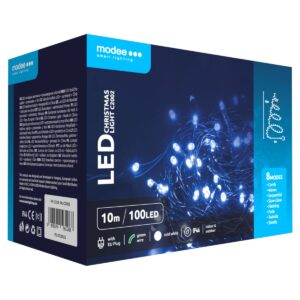Modee Lichtsnoer Kerst 10 Meter - Kerstverlichting voor Buiten en Binnen - 100 LED Lampjes 8 Lichtstanden - IP44 - 10.000K - Koud Wit Licht - 5 stuks