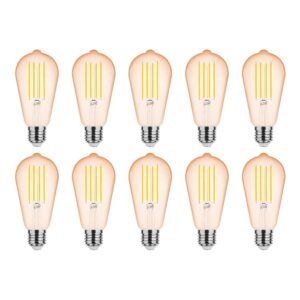 Modee E27 LED Lamp 4W - 320lm - 1800K - Warm Wit - LED Filament Amber ST64 - Vervangt 33W Halogeen Gloeilamp - 10 stuks