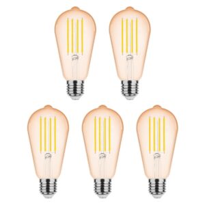 Modee E27 LED Lamp 4W - 320lm - 1800K - Warm Wit - LED Filament Amber ST64 - Vervangt 33W Halogeen Gloeilamp - 5 stuks