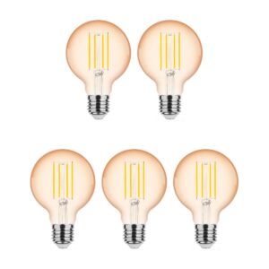 Modee E27 LED Lamp 4W - 360lm - 1800K - Warm Wit - LED Filament Amber Globe G80 - Vervangt 33W Halogeen Gloeilamp - 5 stuks