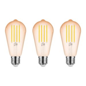 Modee E27 LED Lamp 4W - 360lm - 1800K - Warm Wit - LED Filament Amber ST58 - Vervangt 33W Halogeen Gloeilamp - 3 stuks
