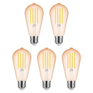 Modee E27 LED Lamp 4W - 360lm - 1800K - Warm Wit - LED Filament Amber ST58 - Vervangt 33W Halogeen Gloeilamp - 5 stuks