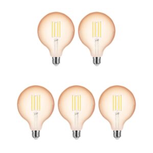 Modee E27 LED Lamp Dimbaar 4W - 300lm - 1800K - Warm Wit - LED Filament Amber Globe G125 - Vervangt 28W Halogeen Gloeilamp - 5 stuks