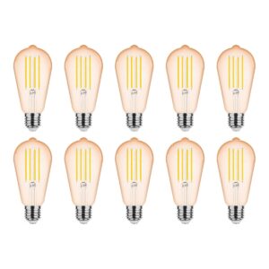Modee E27 LED Lamp Dimbaar 4W - 300lm - 1800K - Warm Wit - LED Filament Amber ST64 - Vervangt 28W Halogeen Gloeilamp - 10 stuks