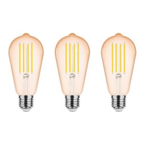 Modee E27 LED Lamp Dimbaar 4W - 300lm - 1800K - Warm Wit - LED Filament Amber ST64 - Vervangt 28W Halogeen Gloeilamp - 3 stuks