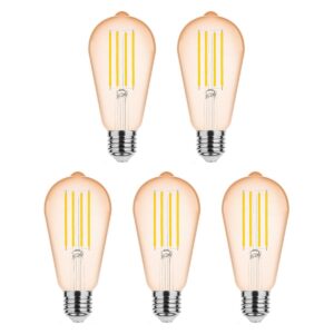 Modee E27 LED Lamp Dimbaar 4W - 300lm - 1800K - Warm Wit - LED Filament Amber ST64 - Vervangt 28W Halogeen Gloeilamp - 5 stuks