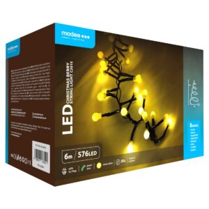 Modee Lichtsnoer Kerstboom met Ster 3 Meter - Kerstverlichting voor Buiten en Binnen - 300 LED Lampjes - 8 Lichtstanden - IP44 - 10.000K - Koud Wit Licht - 3 stuks