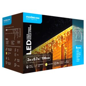 Modee Lichtgordijn 3x3 Meter - Kerstverlichting voor Buiten en Binnen - 300 LED Lampjes - 8 Lichtstanden - IP44 - 2700K - Warm Wit Licht - 3 stuks