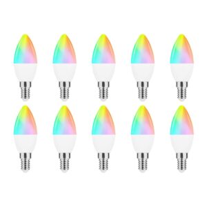 Modee Smart E14 Led Lamp - 4.9 W - Slimme Lamp - App Bediening - RGB en Neutraal Wit - B35 Kaarslamp - 10 Stuks
