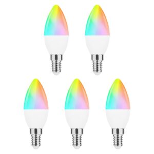 Modee Smart E14 Led Lamp - 4.9 W - Slimme Lamp - App Bediening - RGB en Neutraal Wit - B35 Kaarslamp - 5 Stuks