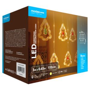 Modee Lichtsnoer Kerstdecoratie Kerstbomen 3 Meter - Kerstverlichting voor Buiten en Binnen - 110 LED Lampjes - 8 Lichtstanden - IP44 - 2700K - Warm Wit Licht - Per stuk