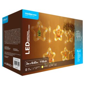 Modee Lichtsnoer Kerstballen Sneeuwmannen 1.35 Meter - Kerstverlichting voor Binnen - Inclusief 3xAA Batterijen - 10 LED Lampjes IP20 - 2700K - Warm Wit Licht - 3 stuks