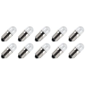 Signaallamp E10 6V 1W - 166 mAh - 10 stuks - T9 Gloeilamp Ø9mm - 23mm - 2500K - Dimbaar