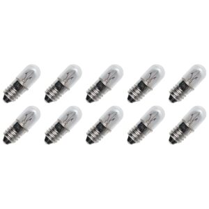 Signaallamp E10 8V 0.8W - 100 mAh - 10 stuks - T10 Gloeilamp Ø10mm - 28mm - 2500K - Dimbaar