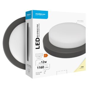 Modee Led Bulkhead Wandlamp 12W - IP65 - Ø15.1cm - Neutraal Wit - Wand-/Plafondlamp - Rond - Zwart