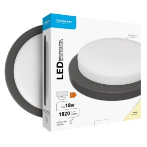 Modee Led Bulkhead Wandlamp 18W - IP65 - Ø19.5cm - Neutraal Wit - Wand-/Plafondlamp - Rond - Zwart - 3 Stuks