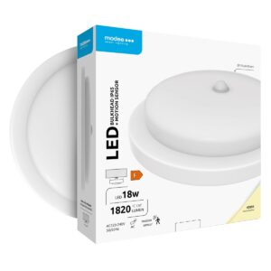 Modee Led Bulkhead Wandlamp 18W met Beweginssensor PIR - IP65 - Ø19.5cm - Neutraal Wit - Rond - Wand-/Plafondlamp - Wit