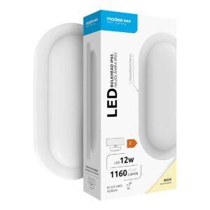 Modee Led Bulkhead Wandlamp 12W - IP65 - 19.5x94cm - Neutraal Wit - Wand-/Plafondlamp - Ovaal - Wit - 3 Stuks