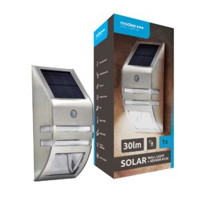 Modee Solar Buitenlamp LED met Bewegingssensor - Wandlamp op Zonne Energie - IP44 - Daglicht Wit - 4 stuks