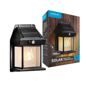Modee Solar Buitenlamp LED met Bewegingssensor - Wandlamp op Zonne Energie - IP44 - 12x17cm - Warm Wit Licht - 4 stuks