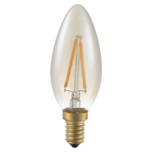 SPL E14 LED Lamp 2W Dimbaar - CRI 93 - Goud - Extra Warm Wit - 2200K - LED Filament Kaars C35 - Vervangt 11W - Per Stuk