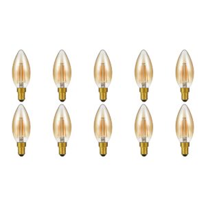 SPL E14 LED Lamp 4W Dimbaar - CRI 93 - Goud - Extra Warm Wit - 2200K - LED Filament Kaars C35 - Vervangt 25W - 10 Stuks