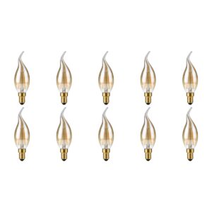 SPL E14 LED Lamp 2W Dimbaar - CRI 93 - Goud - Extra Warm Wit - 2200K - LED Filament Kaars Vlam C35 - Vervangt 15W - 10 Stuks