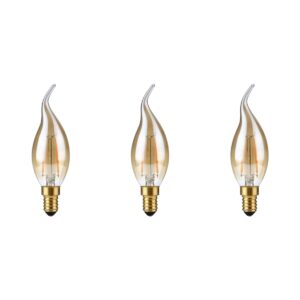 SPL E14 LED Lamp 2W Dimbaar - CRI 93 - Goud - Extra Warm Wit - 2200K - LED Filament Kaars Vlam C35 - Vervangt 15W - 3 Stuks