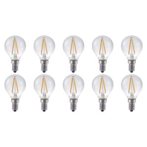 SPL E14 LED Lamp 2W Dimbaar - CRI 93 - Extra Warm Wit - 2500K - LED Filament Globe G45 - Vervangt 15W - 10 Stuks