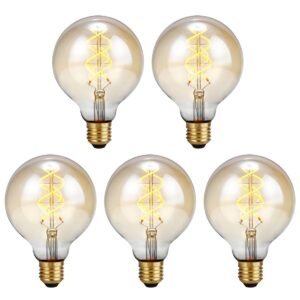 SPL E27 LED Lamp 5W 3 Staps Dimbaar - Extra Warm Wit - LED Filament G95 Globe - Amber - Vervangt 39W - 5 Stuks