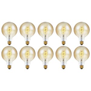 SPL E27 LED Lamp 5W 3 Staps Dimbaar - Extra Warm Wit - LED Filament G125 Globe - Amber - Vervangt 39W - 10 Stuks