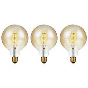 SPL E27 LED Lamp 5W 3 Staps Dimbaar - Extra Warm Wit - LED Filament G125 Globe - Amber - Vervangt 39W - 3 Stuks