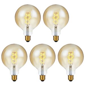 SPL E27 LED Lamp 5W 3 Staps Dimbaar - Extra Warm Wit - LED Filament G125 Globe - Amber - Vervangt 39W - 5 Stuks