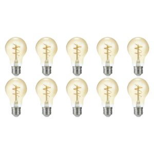 SPL E27 LED Lamp 4.2W Dimbaar - CRI 90 - Goud - Extra Warm Wit - LED Filament - Amber - Vervangt 40W - 10 Stuks
