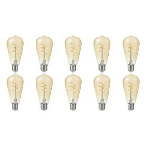 SPL E27 LED Lamp 4.2W Dimbaar - CRI 90 - Goud - Extra Warm Wit - LED Filament ST64 - Amber - Vervangt 40W - 10 Stuks