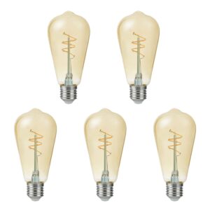 SPL E27 LED Lamp 4.2W Dimbaar - CRI 90 - Goud - Extra Warm Wit - LED Filament ST64 - Amber - Vervangt 40W - 5 Stuks
