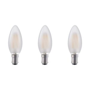 SPL Ba15d LED Lamp 4W Dimbaar - CRI 93 - Extra Warm Wit - Melkglas - LED Filament Kaars C35 - Vervangt 30W Halogeen Gloeilamp - 3 Stuks - 230V - 320lm - 2500K - melkglas/mat - premium lamp