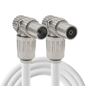 Coaxkabel TV 30 meter - Haakse Male naar Haakse Female - Wit - Stoorsignaalvrij - Handgemaakt