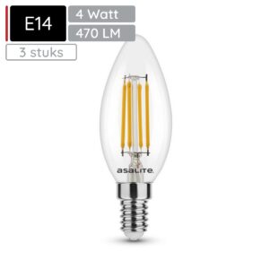 Asalite LED Lamp C35 E14 Fitting - 4W = 35W - 470 Lumen - 2700K Warm Wit Licht - Niet Dimbaar - 220-240V - Niet Dimbaar - 3 stuks