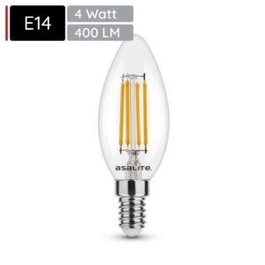 Asalite LED Lamp C35 E14 Fitting - 4W = 35W - 400 Lumen - 4000K Neutraal Wit Licht - Niet Dimbaar - 220-240V - Niet Dimbaar