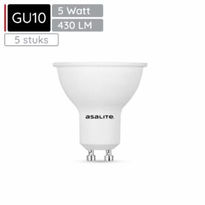 Asalite LED Lamp Spot GU10 Fitting - 5W = 37W - 430 Lumen - 4000K Neutraal Wit Licht - Niet Dimbaar - 220-240V - Ø50mm - GU10 LED Spotlamp - 5 stuks