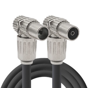 Coaxkabel TV 30 meter - Haakse Male naar Haakse Female - Zwart - Stoorsignaalvrij - Geschikt voor Buiten - Handgemaakt