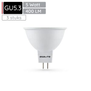 Asalite LED Lamp MR16 GU5.3 Fitting - 5W = 39W - 400 Lumen - 3000K Warm Wit Licht - Niet Dimbaar - 12V - 3 stuks